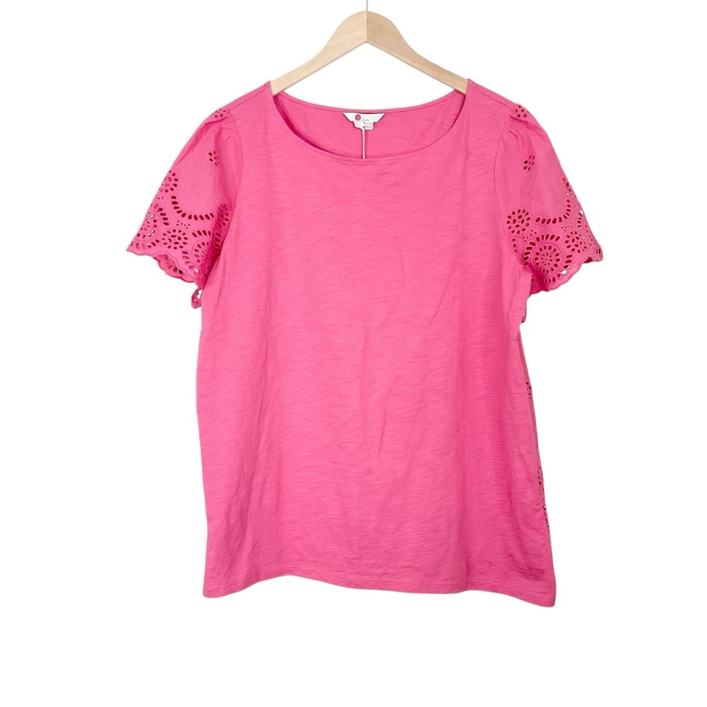 Boden Isabella Broderie Back Top Pink Size 16